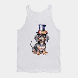 Watercolor Dachshund Dog in Magic Hat Tank Top